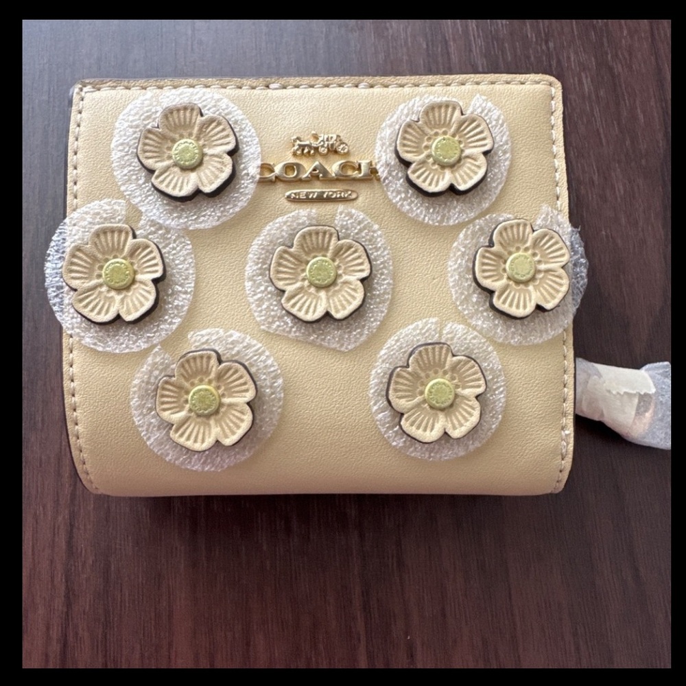 Coach Moonlight Snap Wallet With Floral Applique